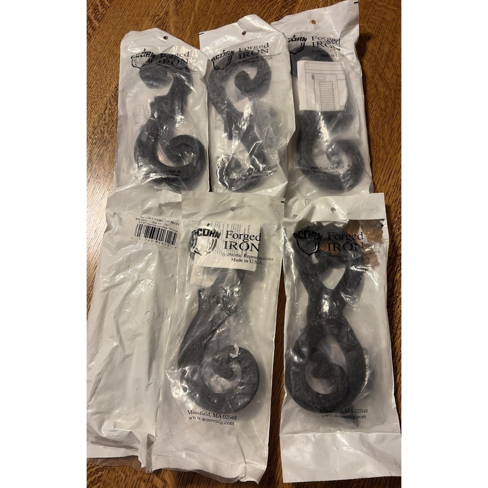 Acorn Forged Iron SHUTTER DOGS HOLDBACKS Steel RK4bq 6 Pair New In Package - Picture 2 of 5